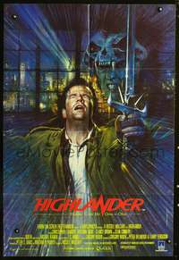 m325 HIGHLANDER English one-sheet movie poster '86 cool fantasy art of Christopher Lambert!