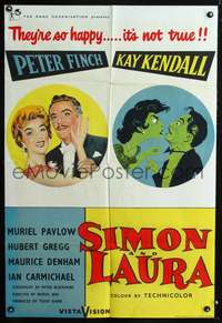 m606 SIMON & LAURA English one-sheet movie poster '55 Peter Finch, Kay Kendall
