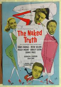 m798 YOUR PAST IS SHOWING English one-sheet poster '58 Peter Sellers, Terry-Thomas, The Naked Truth!
