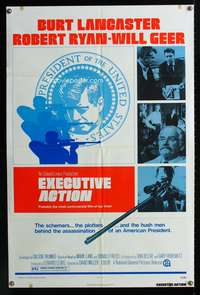 m233 EXECUTIVE ACTION one-sheet movie poster '73 Burt Lancaster, Robert Ryan, JFK assassination!