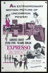 m237 EXPRESSO BONGO one-sheet movie poster '60 Laurence Harvey, Val Guest, English beatniks!