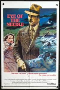 m238 EYE OF THE NEEDLE int'l one-sheet poster '81 Donald Sutherland, cool different R. Graves art!