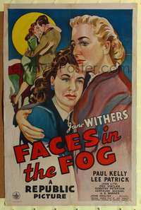 m239 FACES IN THE FOG one-sheet movie poster '44 Jane Withers, Paul Kelly