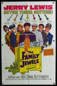m242 FAMILY JEWELS one-sheet movie poster '65 Jerry Lewis in 7 roles, Donna Butterworth