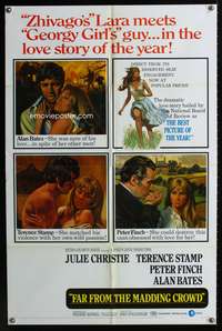 m245 FAR FROM THE MADDING CROWD one-sheet poster '68 Julie Christie, Terence Stamp, Schlesinger