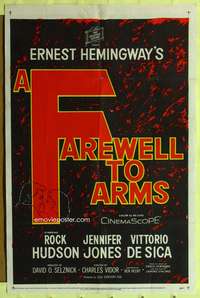 m247 FAREWELL TO ARMS one-sheet movie poster '58 Rock Hudson, Ernest Hemingway