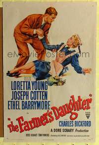 m249 FARMER'S DAUGHTER one-sheet movie poster '47 Loretta Young, Joseph Cotten