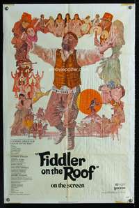 m260 FIDDLER ON THE ROOF one-sheet movie poster '72 art of Topol by Ted CoConis!