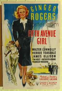 m261 FIFTH AVENUE GIRL one-sheet movie poster '39 Ginger Rogers & dogs by A.M. Froelich!
