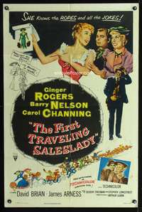 m264 FIRST TRAVELING SALESLADY one-sheet movie poster '56 Ginger Rogers sells barbed-wire!