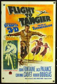 m269 FLIGHT TO TANGIER one-sheet movie poster '53 3D, Joan Fontaine, Jack Palance