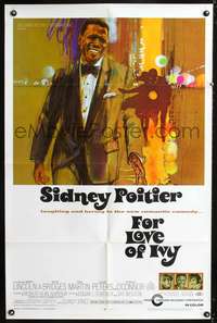 m275 FOR LOVE OF IVY one-sheet movie poster '68 cool art of Sidney Poitier