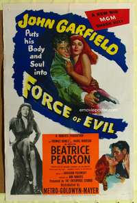 m276 FORCE OF EVIL one-sheet movie poster '48 John Garfield, sexy Marie Windsor!