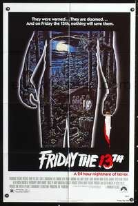 m285 FRIDAY THE 13th 1sh R80s great Alex Ebel art, slasher horror classic, 24 hours of terror!