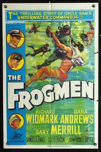 m287 FROGMEN one-sheet movie poster '51 the thrilling story of Uncle Sam's underwater commandos!