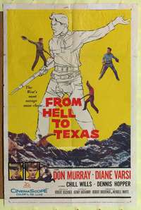 m288 FROM HELL TO TEXAS one-sheet movie poster '58 Don Murray, Diane Varsi