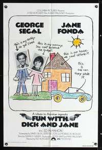 m291 FUN WITH DICK & JANE one-sheet movie poster '77 George Segal, Jane Fonda