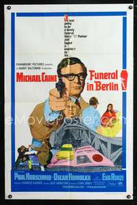 m292 FUNERAL IN BERLIN one-sheet movie poster '67 Michael Caine in Germany!