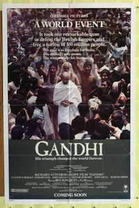 m295 GANDHI advance one-sheet movie poster '82 Ben Kingsley as The Mahatma, Richard Attenborough