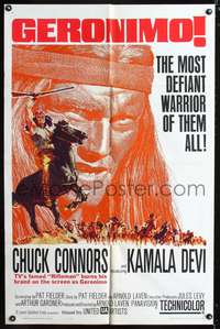 m299 GERONIMO one-sheet movie poster '62 most defiant Native American Indian Chuck Connors!