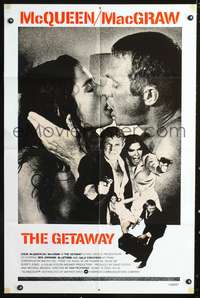 m301 GETAWAY int'l one-sheet movie poster '72 Steve McQueen, Ali McGraw, different image!