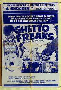 m302 GHETTO FREAKS one-sheet movie poster '70 white society chicks wanted to join his soul family!
