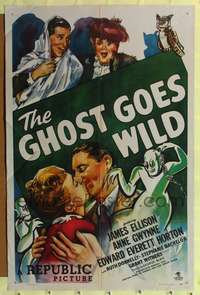 m303 GHOST GOES WILD one-sheet movie poster '47 cool wacky spirit artwork!