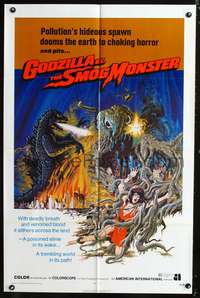 m310 GODZILLA VS. THE SMOG MONSTER one-sheet movie poster '71 Toho Japanese sci-fi!