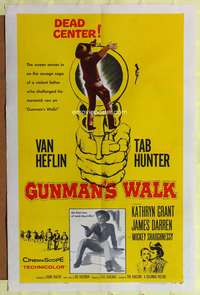 m315 GUNMAN'S WALK one-sheet movie poster '58 Van Heflin, Tab Hunter, cool gun art!