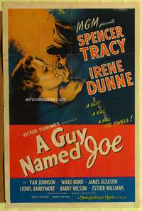 m316 GUY NAMED JOE one-sheet movie poster '44 Spencer Tracy loves Irene Dunne after death!