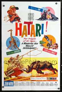 m320 HATARI one-sheet movie poster '62 John Wayne, Howard Hawks, Africa!