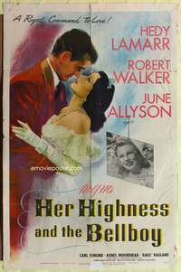 m323 HER HIGHNESS & THE BELLBOY one-sheet movie poster '45 Hedy Lamarr, Robert Walker, June Allyson