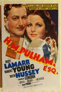 m318 H.M. PULHAM ESQ style C one-sheet movie poster '41 Hedy Lamarr, Robert Young