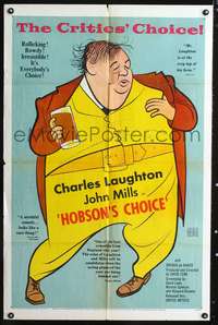 m326 HOBSON'S CHOICE one-sheet poster '54 David Lean, great Al Hirschfeld art of Charles Laughton!