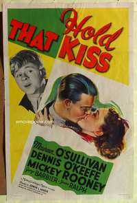 m327 HOLD THAT KISS style C one-sheet poster '38 Maureen O'Sullivan, Dennis O'Keefe, Mickey Rooney