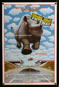 m330 HONKY TONK FREEWAY one-sheet movie poster '81 cool giant flying rhinocerus image!
