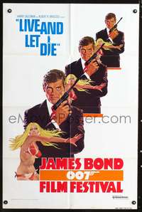 m344 JAMES BOND 007 FILM FESTIVAL style A 1sh '76 art of Roger Moore as 007 w/sexy girl!