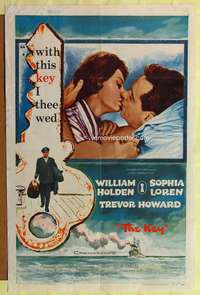 m354 KEY one-sheet movie poster '58 Carol Reed, William Holden, sexy Sophia Loren!