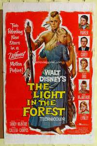m367 LIGHT IN THE FOREST one-sheet movie poster '58 Disney, Native American James MacArthur!