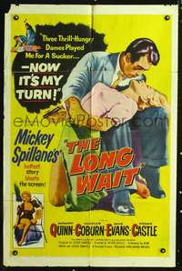 m375 LONG WAIT one-sheet movie poster '54 Mickey Spillane, Anthony Quinn