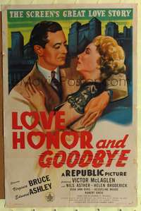 m379 LOVE, HONOR & GOODBYE one-sheet poster '45 Virginia Bruce in the screen's great love story!