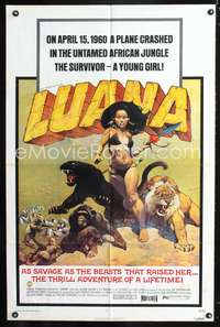 m380 LUANA one-sheet movie poster '73 Frank Frazetta art of sexy female Tarzan!