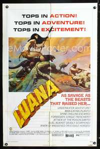 m381 LUANA style B one-sheet movie poster '73 Frank Frazetta art of sexy female Tarzan!