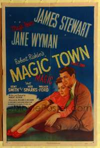m387 MAGIC TOWN style A one-sheet movie poster '47 pollster James Stewart, Jane Wyman