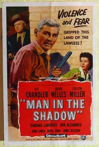 m391 MAN IN THE SHADOW one-sheet movie poster '58 Jeff Chandler, Orson Welles, Colleen Miller