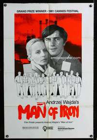 m393 MAN OF IRON one-sheet movie poster '81 Andrezej Wajda Polish classic!