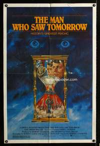 m397 MAN WHO SAW TOMORROW one-sheet movie poster '81 Orson Welles, Nostradamus predictions!