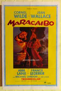 m400 MARACAIBO one-sheet movie poster '58 Cornel Wilde, Jean Wallace