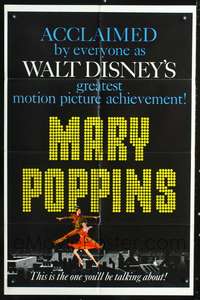 m401 MARY POPPINS style B one-sheet movie poster '64 Julie Andrews, Walt Disney classic!