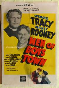 m404 MEN OF BOYS TOWN style D one-sheet poster '41 Spencer Tracy as Father Flanagan, Mickey Rooney